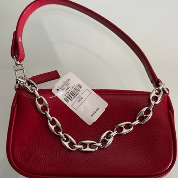 BY FAR Mini Rachel Red Gloss Grained Bag - Picture 2 of 13